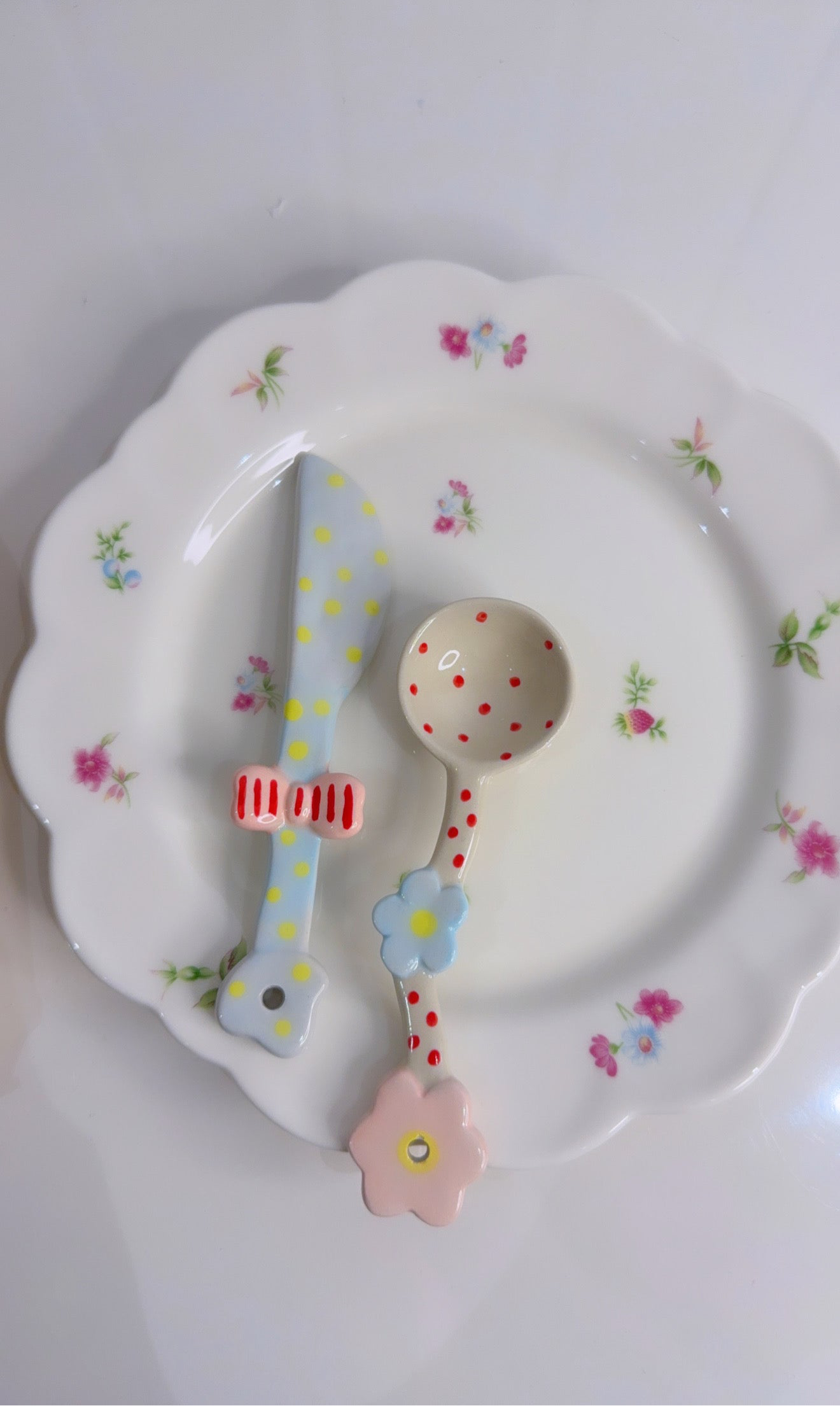 Ceramic Spoon and Butter Knife Set of Two