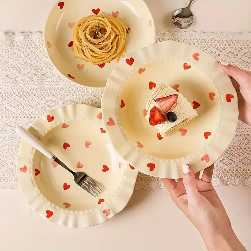 Hearts Pasta and Dessert Plate