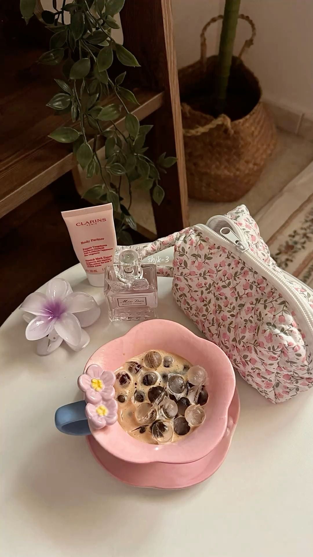 Pink Floral Cup and Plate Set