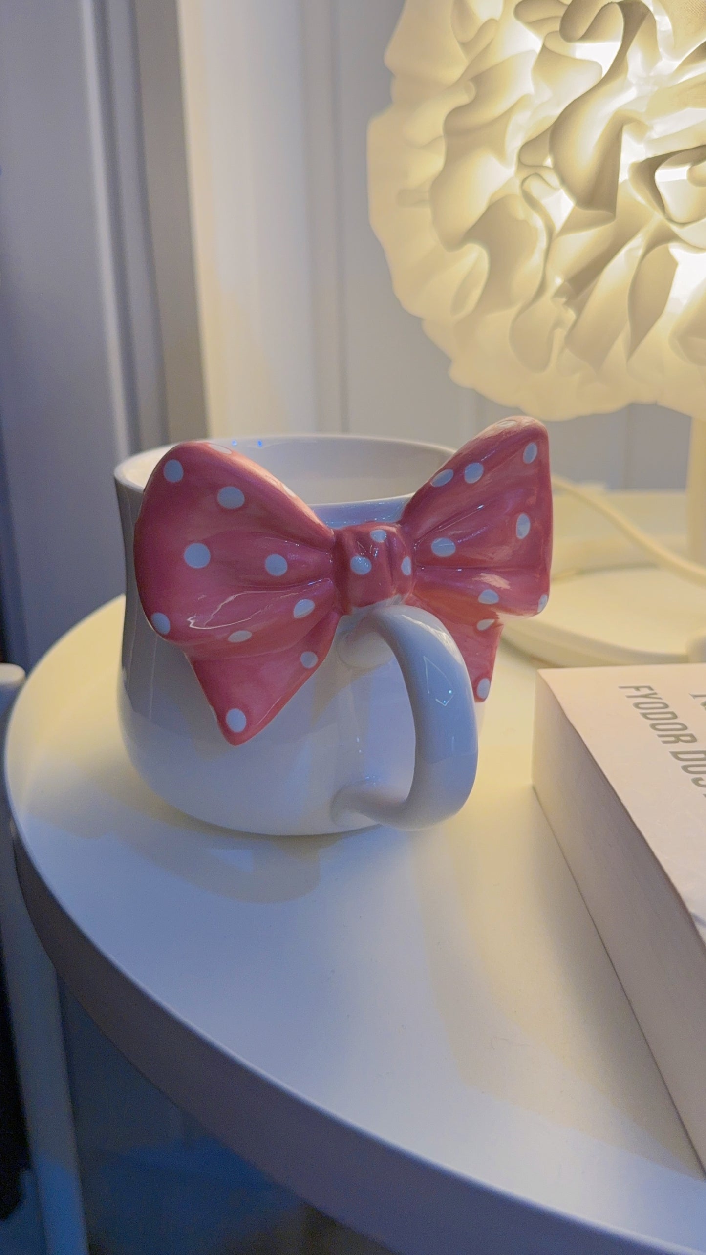 Polka Dot 3D Bow Design Aesthetic Coffee Mug