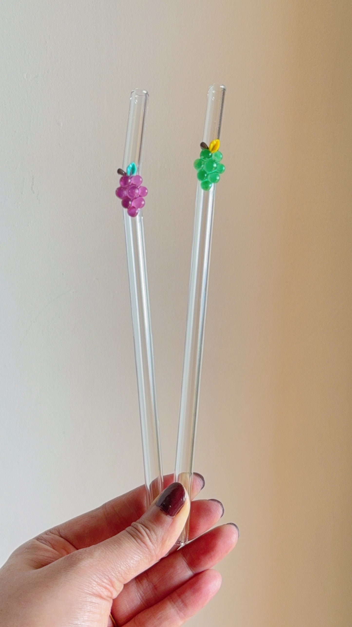 Set Of Two Grapes Straws
