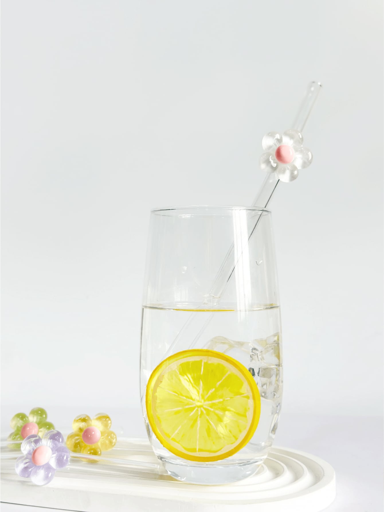 Flower Glass Straws Set of Two