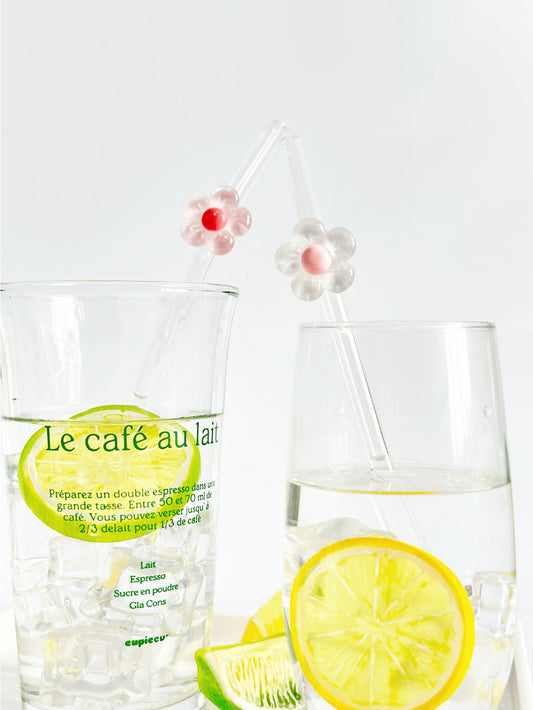 Flower Glass Straws Set of Two