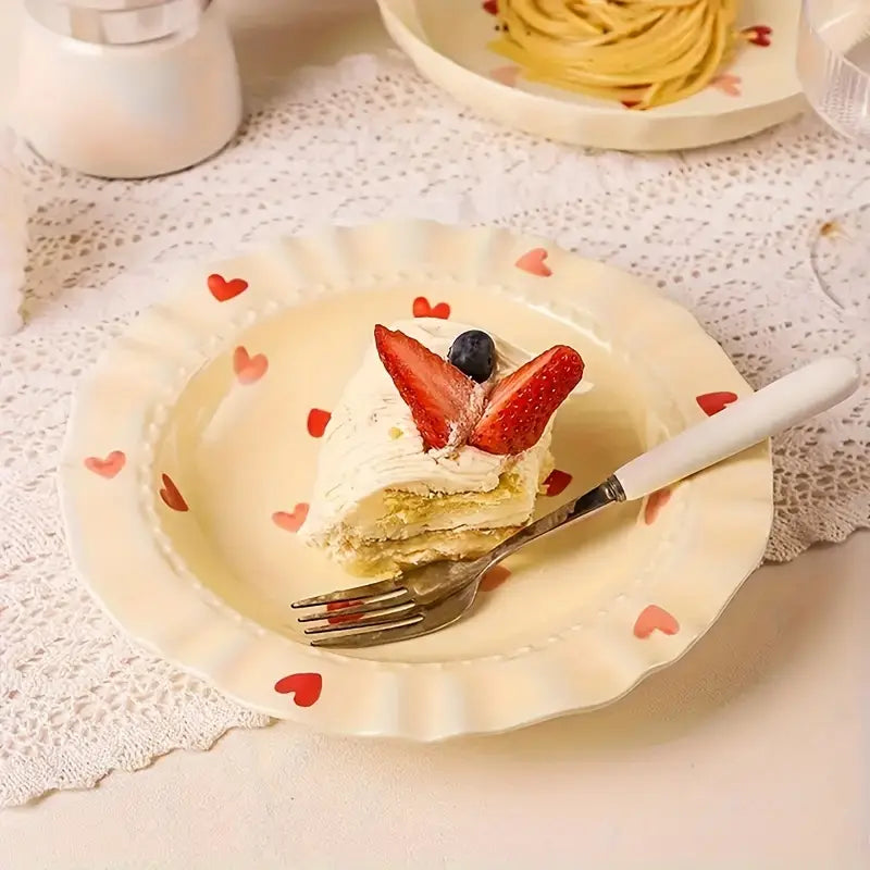 Hearts Pasta and Dessert Plate