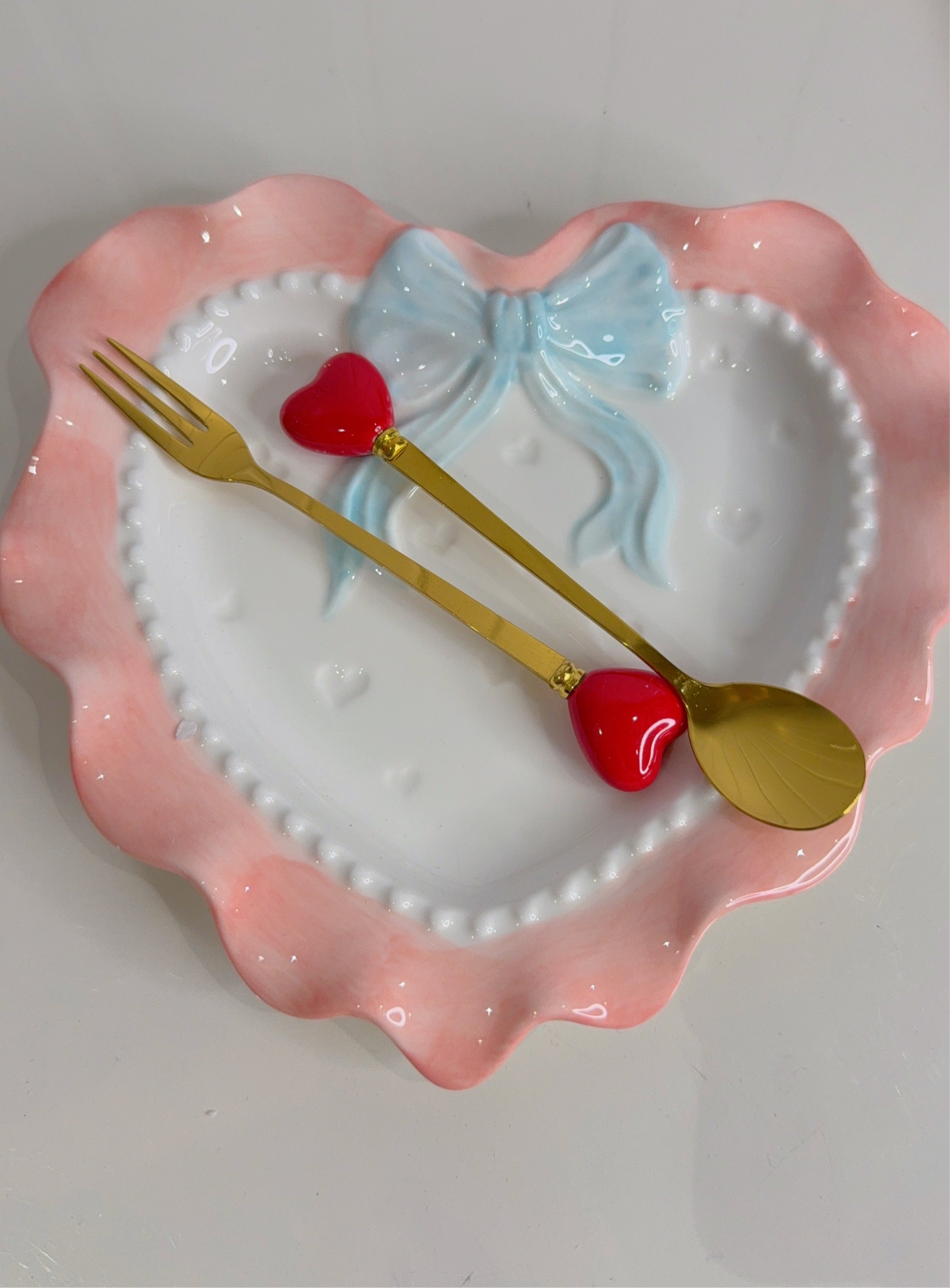 Set of Four Heart Fork and Spoon