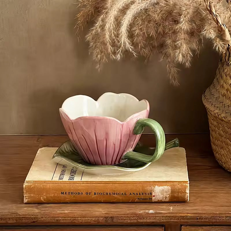 Tulip Flower and Leaf Saucer Set
