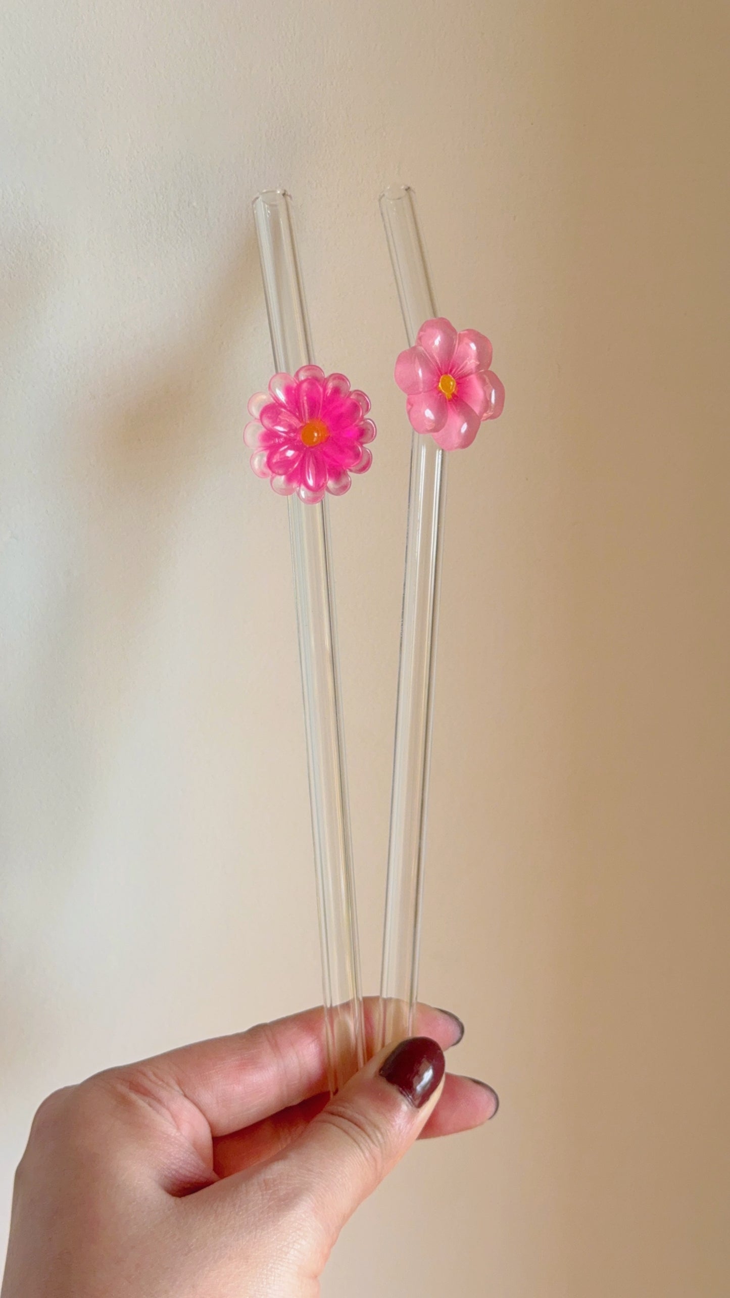Set Of two Floral Straws