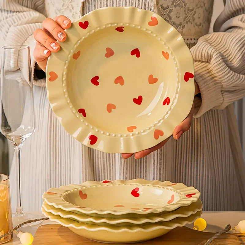 Hearts Pasta and Dessert Plate