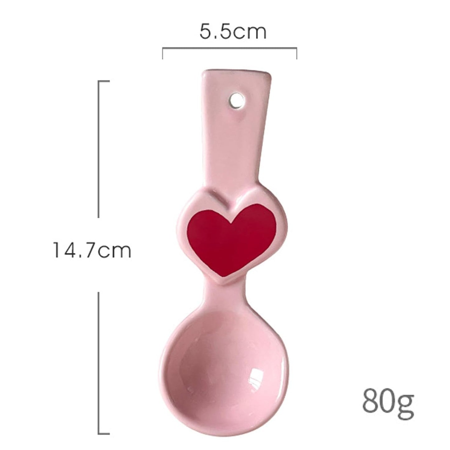 Cute Ceramic Soup Heart Small Spoons Set of 2