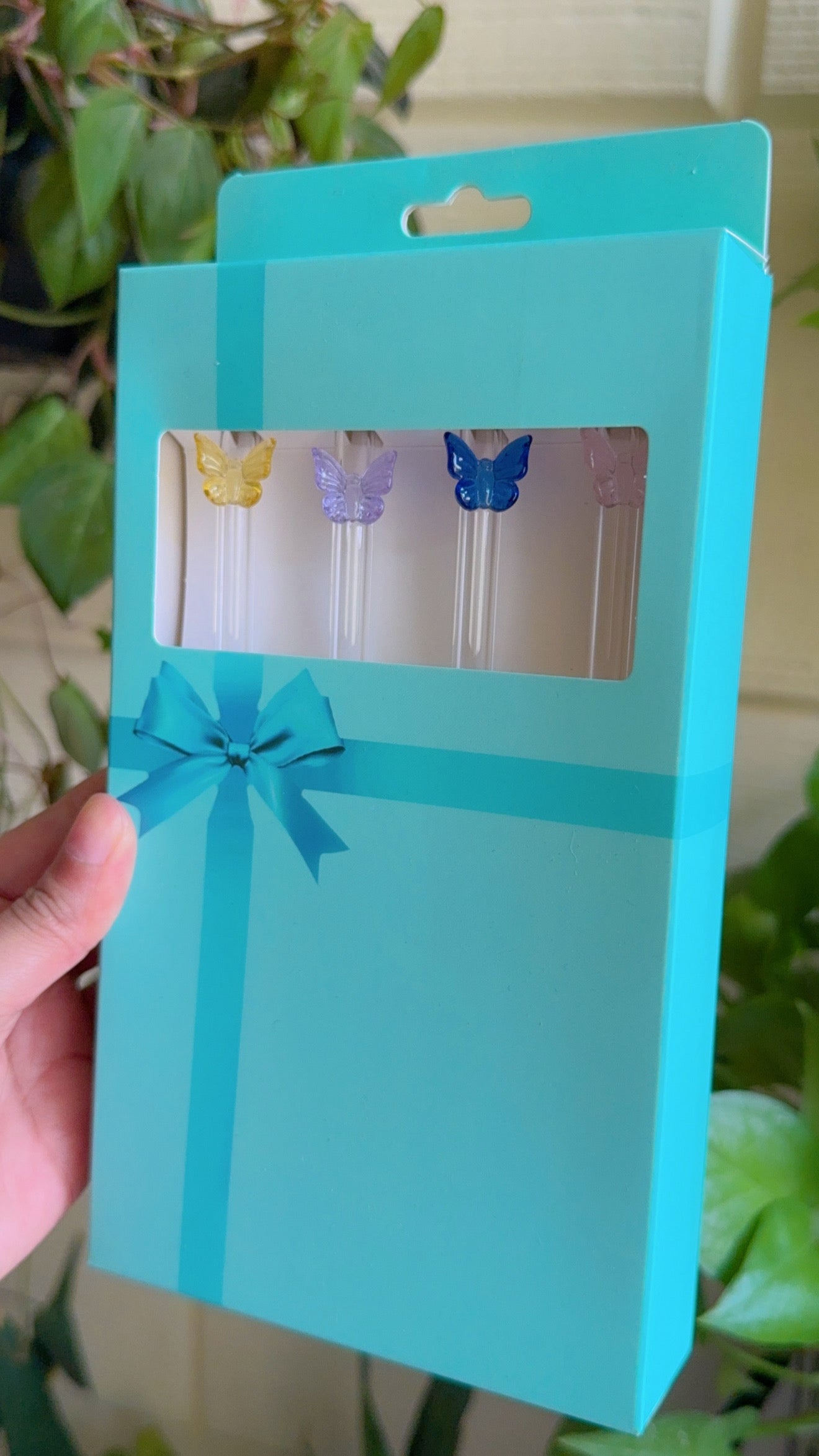 Set Of Four Butterfly Straws with Brush