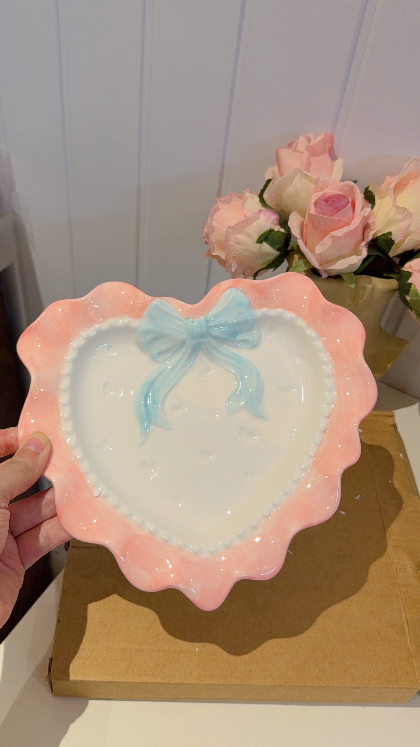 Pink and Blue Heart Plate