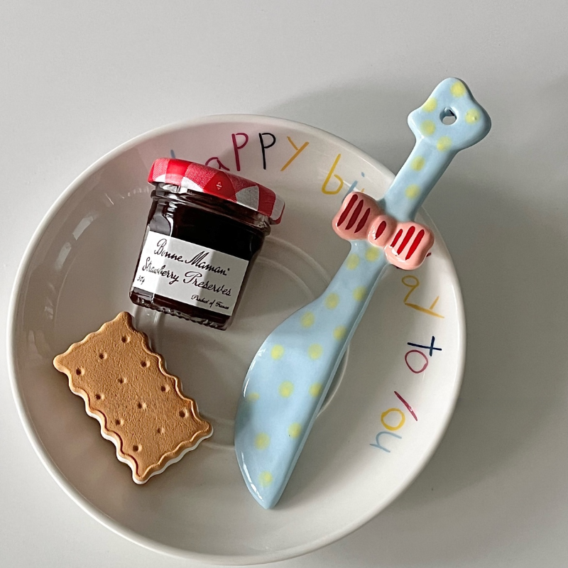 Ceramic Spoon and Butter Knife Set of Two