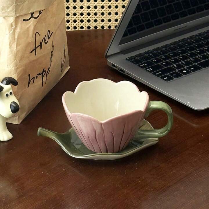 Tulip Flower and Leaf Saucer Set