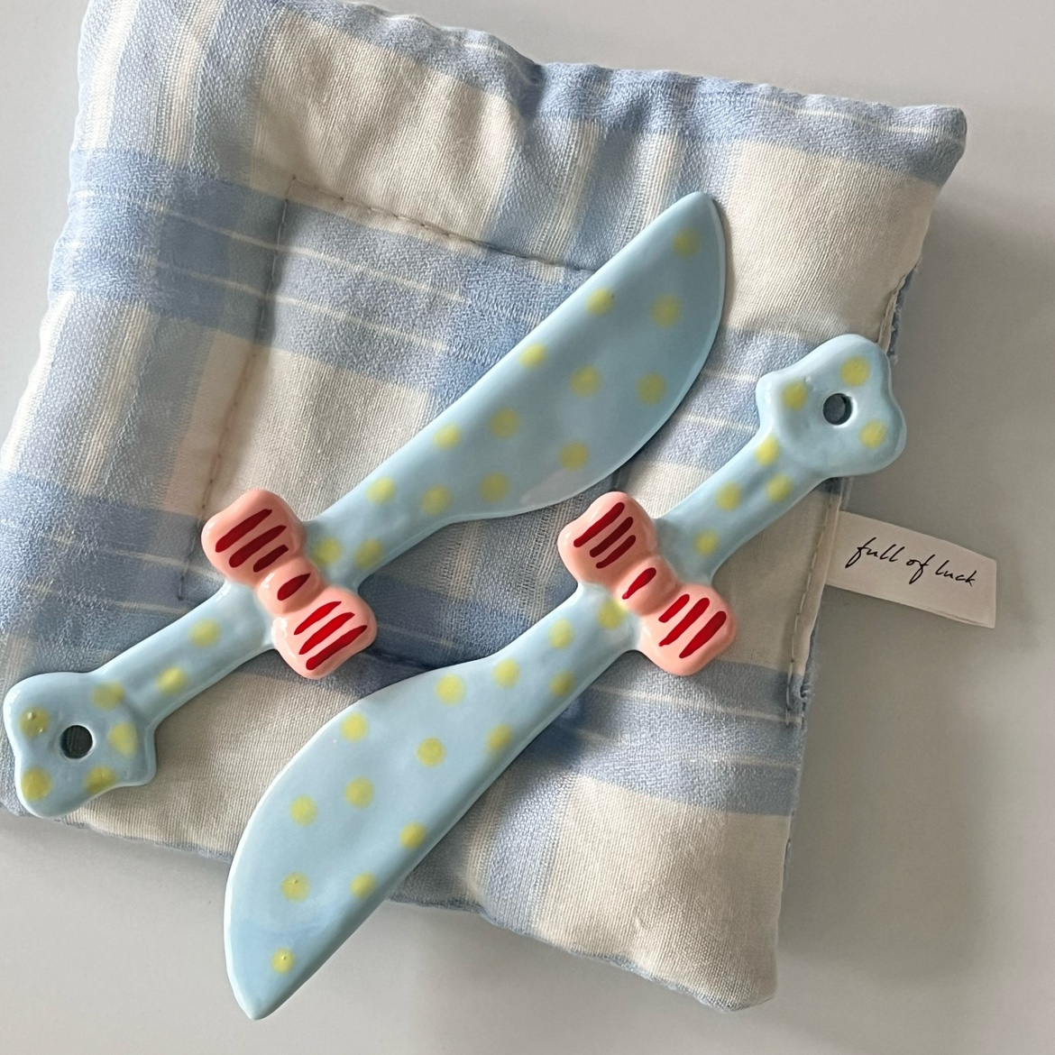 Ceramic Spoon and Butter Knife Set of Two