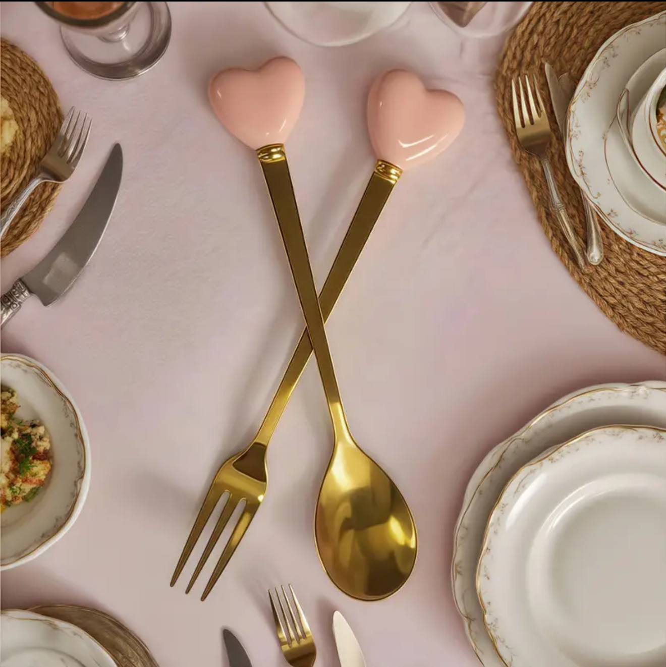 Heart Shape Fork and Spoon Set Of two