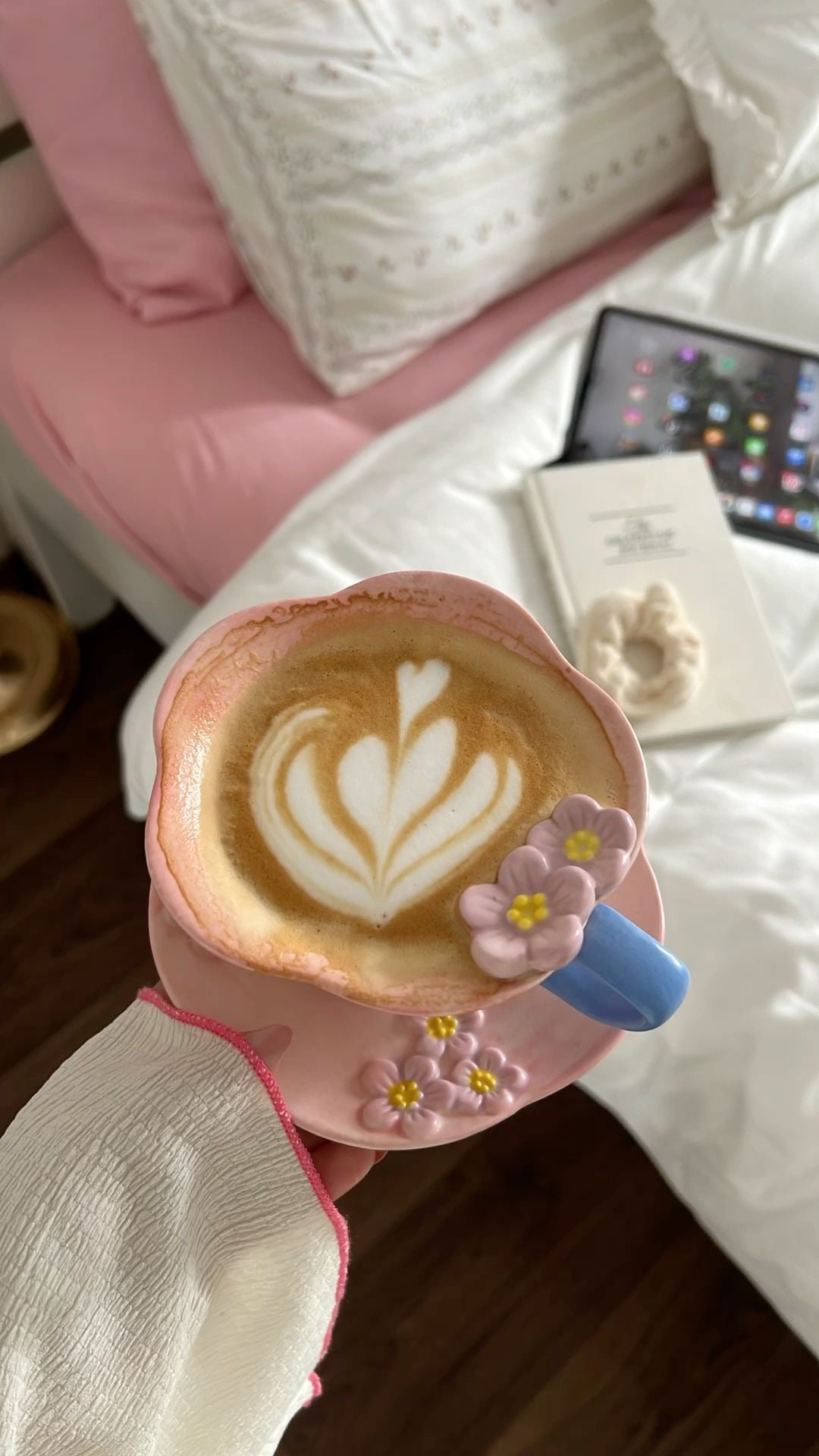 Pink Floral Cup and Plate Set