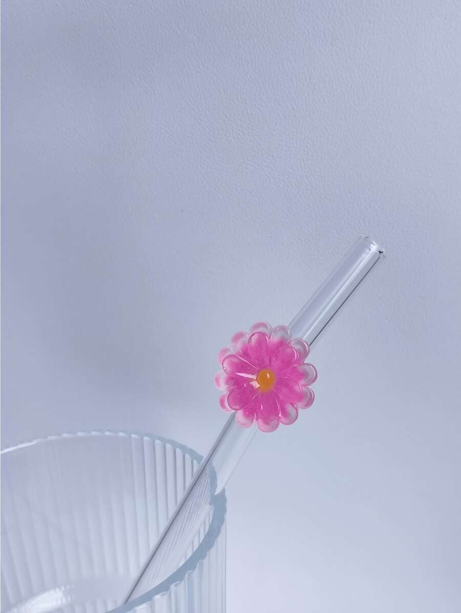 Set Of two Floral Straws