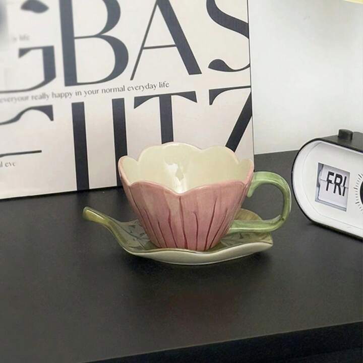 Tulip Flower and Leaf Saucer Set