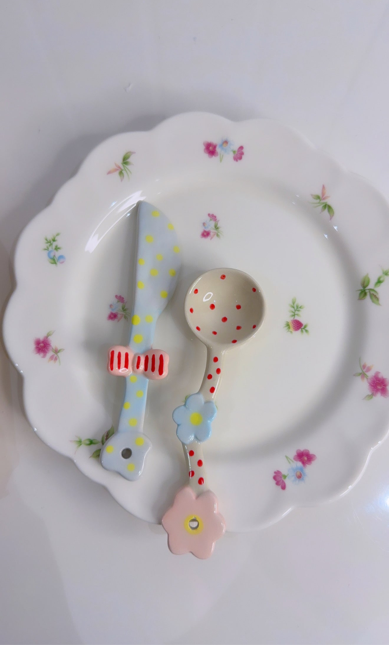 Ceramic Spoon and Butter Knife Set of Two