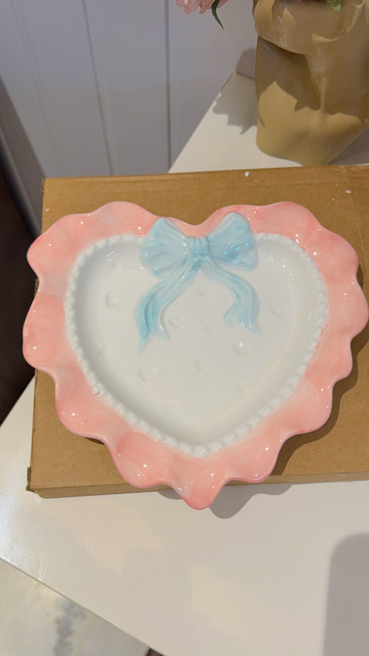 Pink and Blue Heart Plate