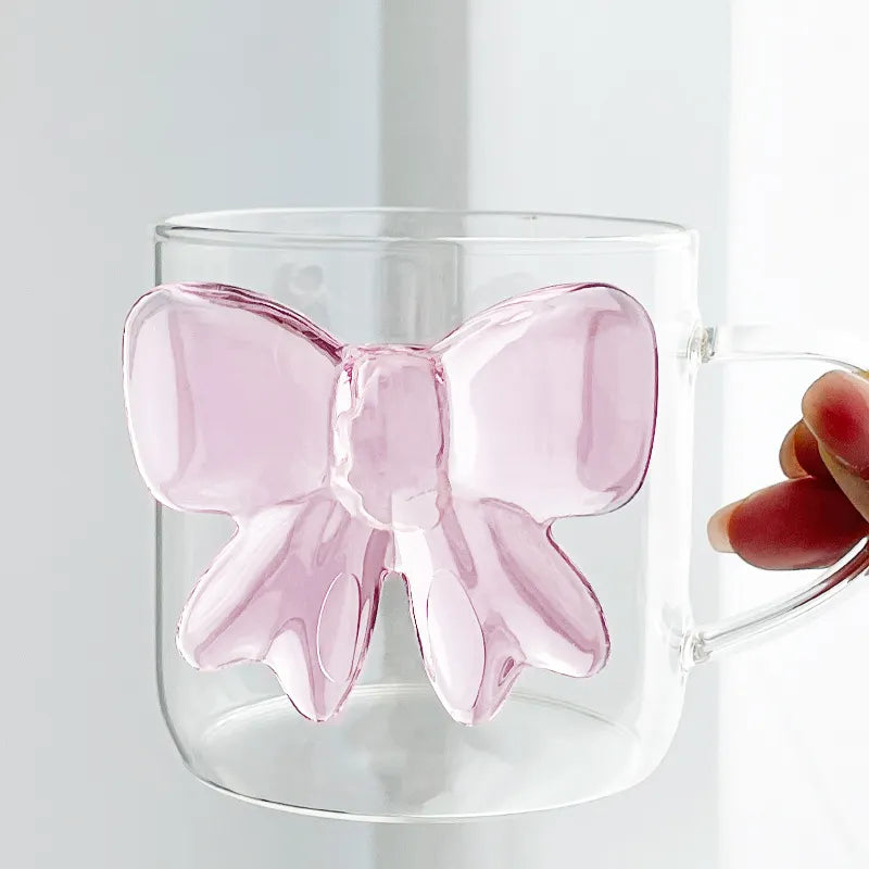 Pink bow glass mug online