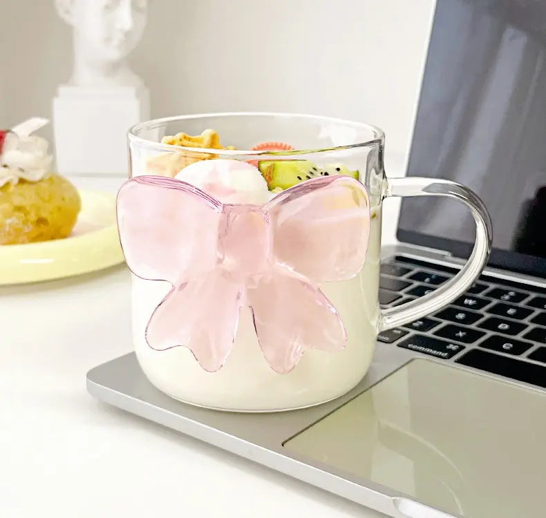 shop pink bow glass mug online