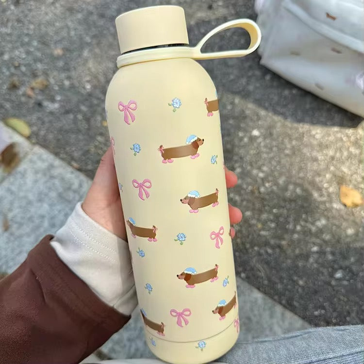 Cute Dog and Bowknots Stainless Steel Water Bottle