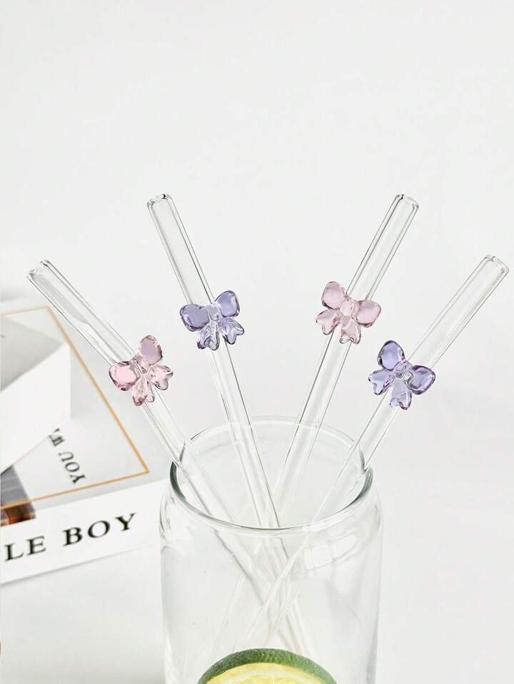 Set Of Two Pink and Purple Straws