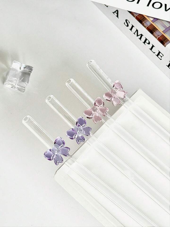 Set Of Two Pink and Purple Straws