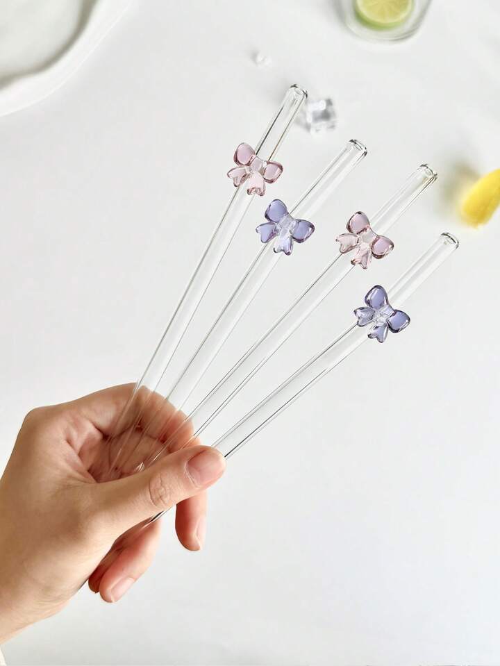 Set Of Two Pink and Purple Straws