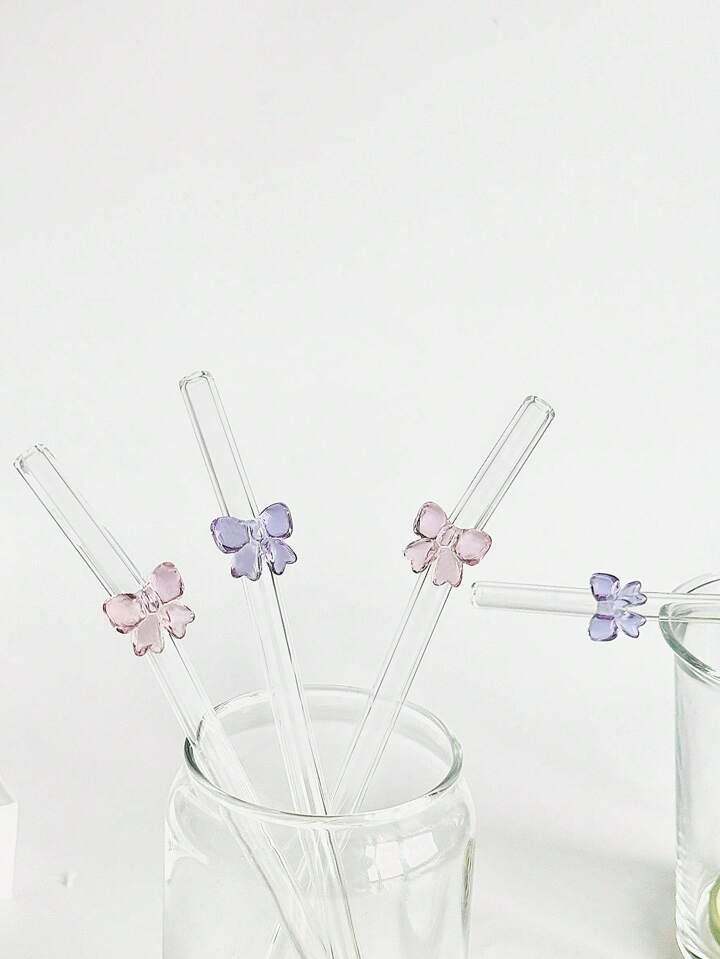 Set Of Two Pink and Purple Straws