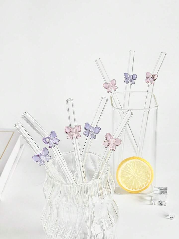 Set Of Two Pink and Purple Straws