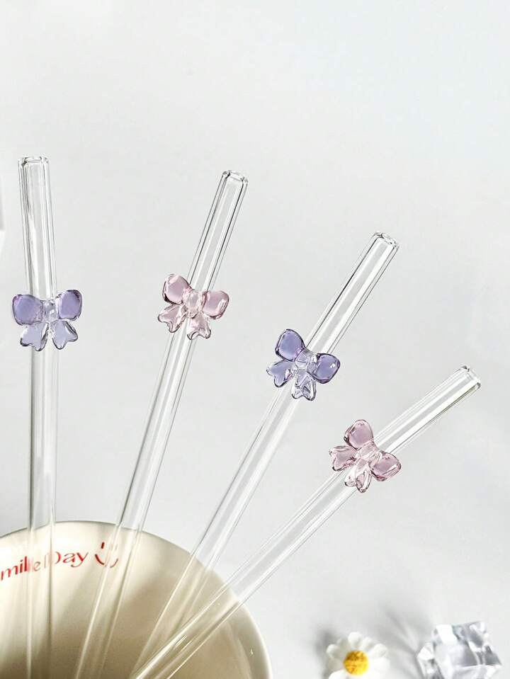 Set Of Two Pink and Purple Straws