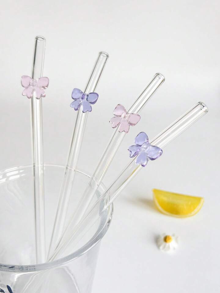 Set Of Two Pink and Purple Straws