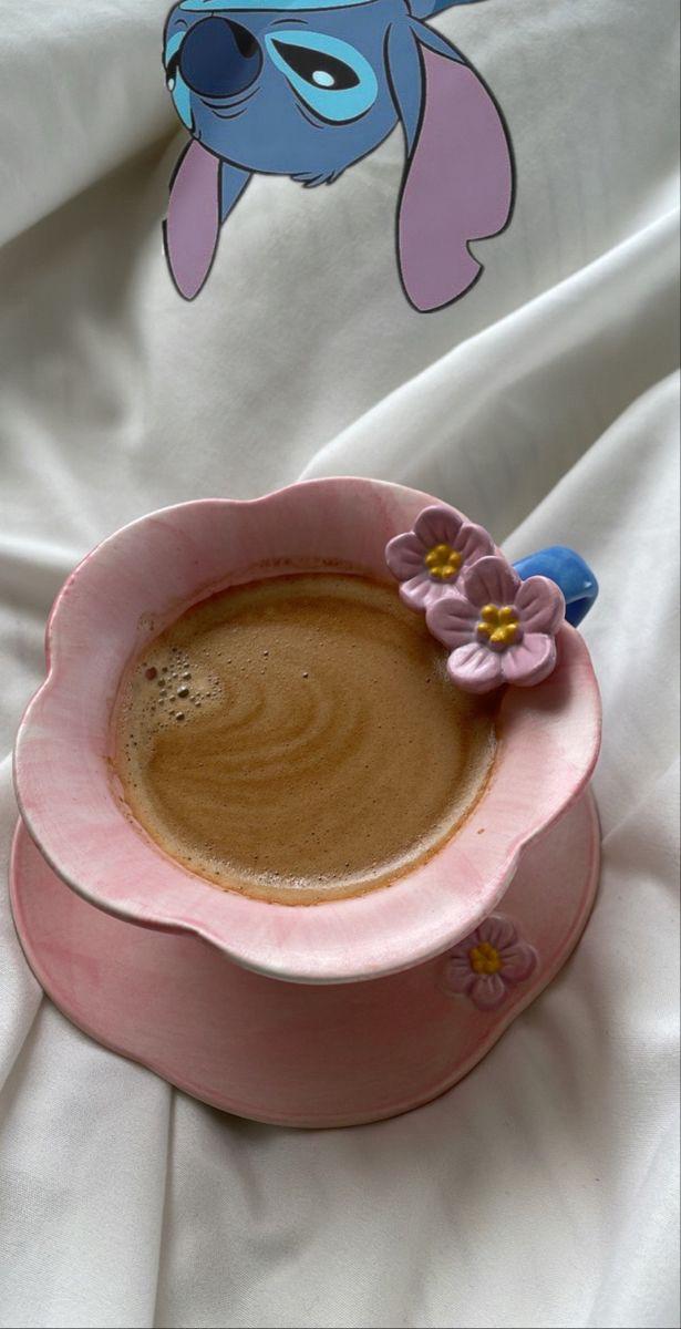 Pink Floral Cup and Plate Set