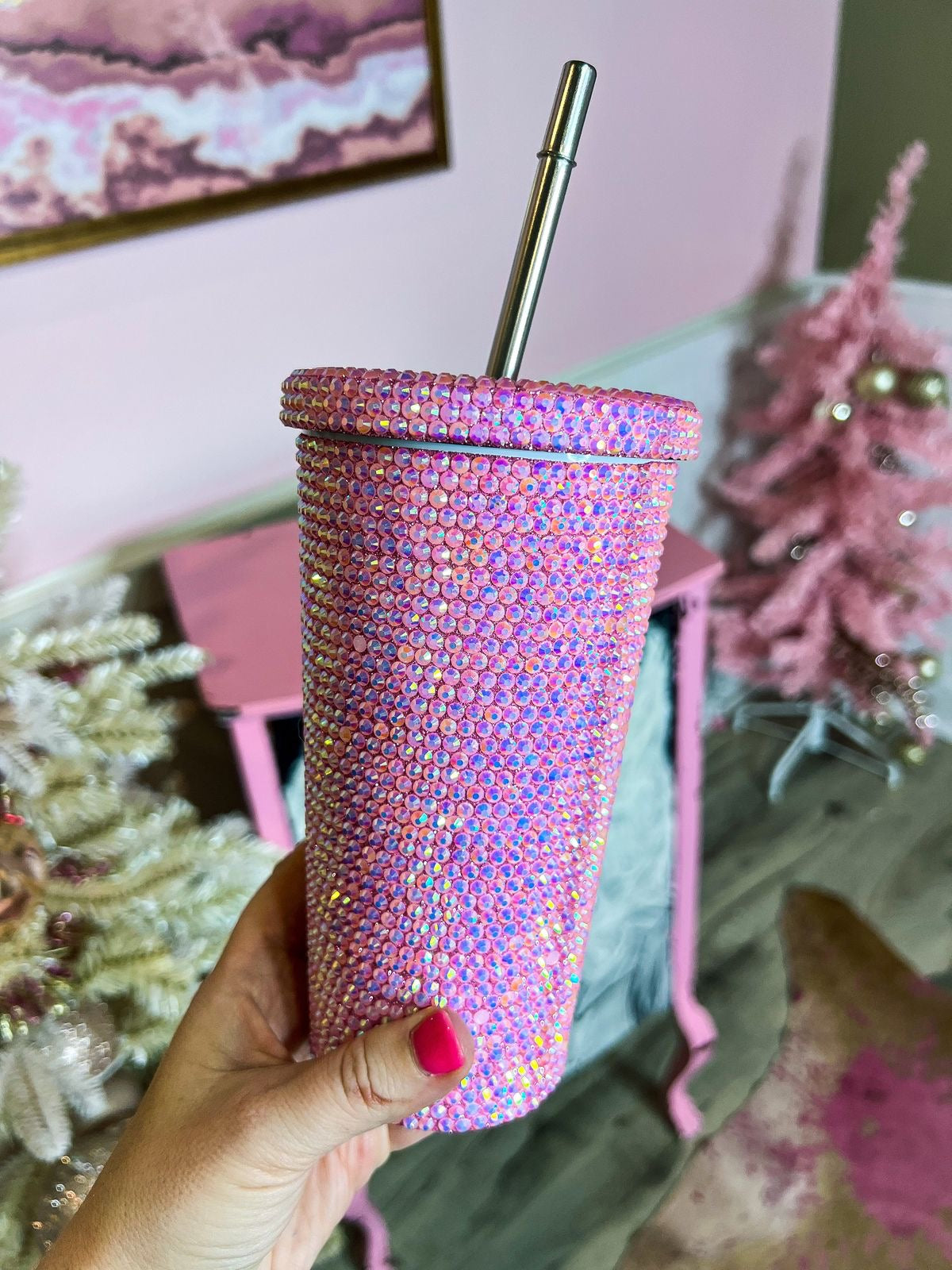 Pink Bling Stainless Steel Sipper Tumbler