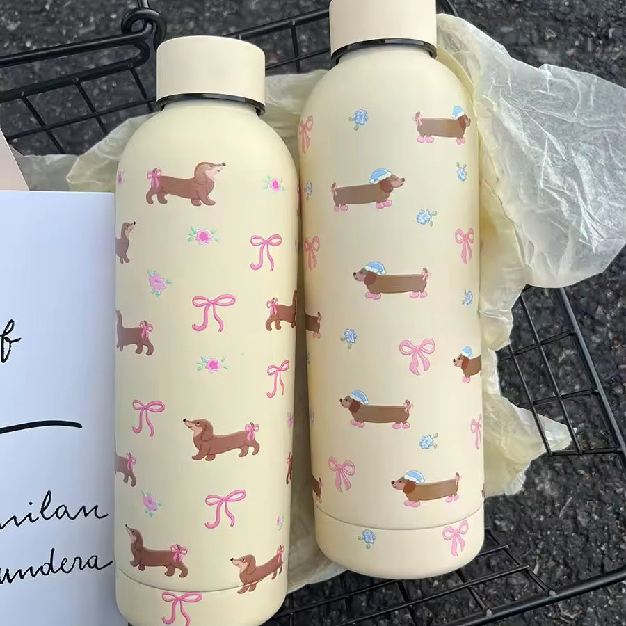 Cute Dog and Bowknots Stainless Steel Water Bottle