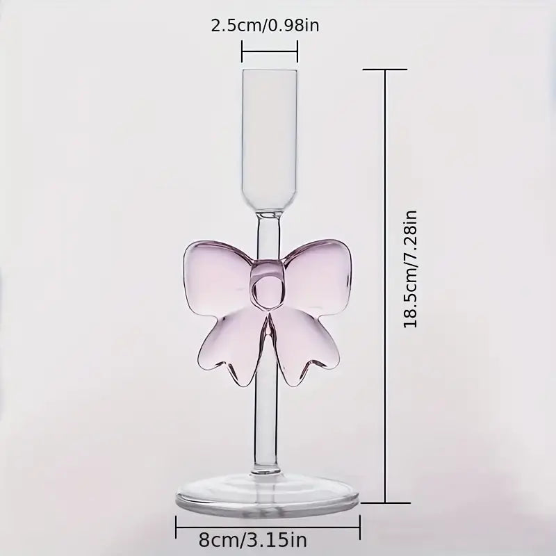 Pink Bow Glass Candle Holder