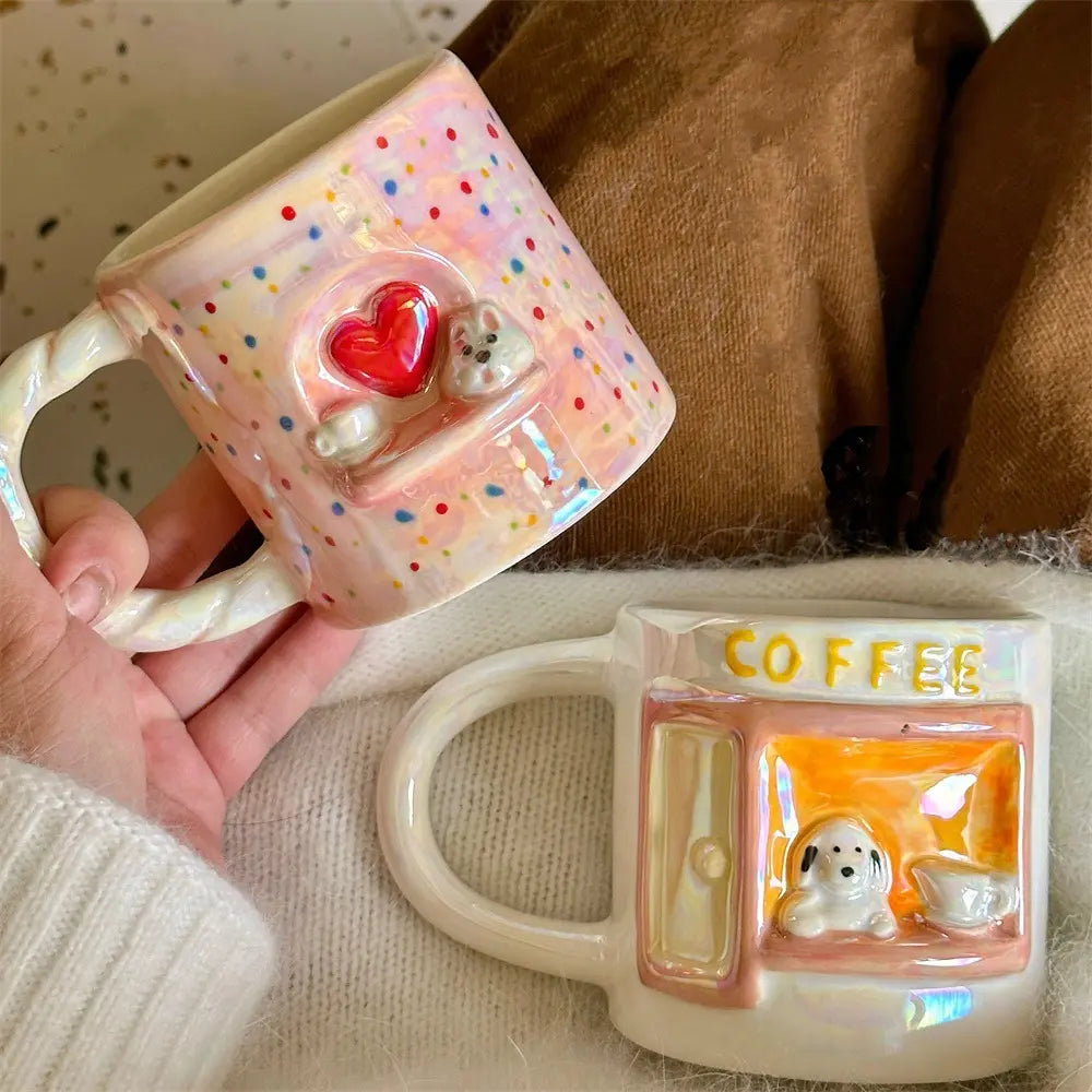 3D Dog Puppy Aesthetic Coffee Mug