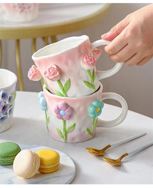 3D Flower Mugs set of Two