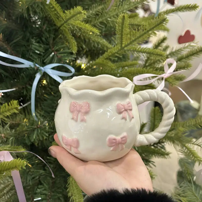 Charming Pink Bowknot Ceramic Mug