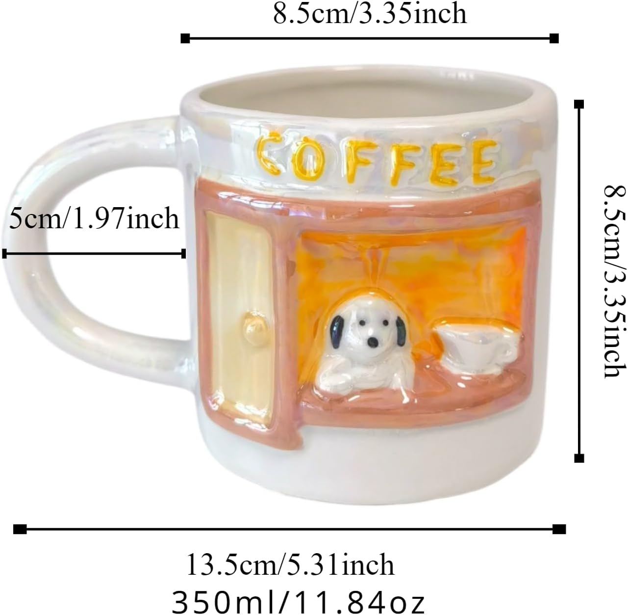 3D Dog Puppy Aesthetic Coffee Cup Set of Two