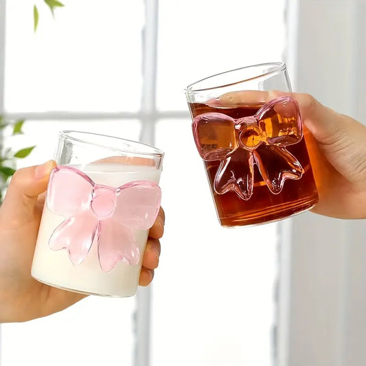 Pink Bow Glass Set of Two