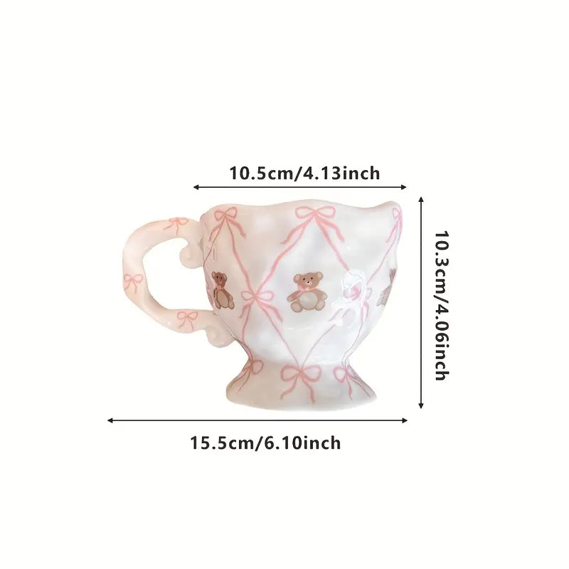 Hand Painted Cute Bear Ceramic Aesthetic Coffee Mug