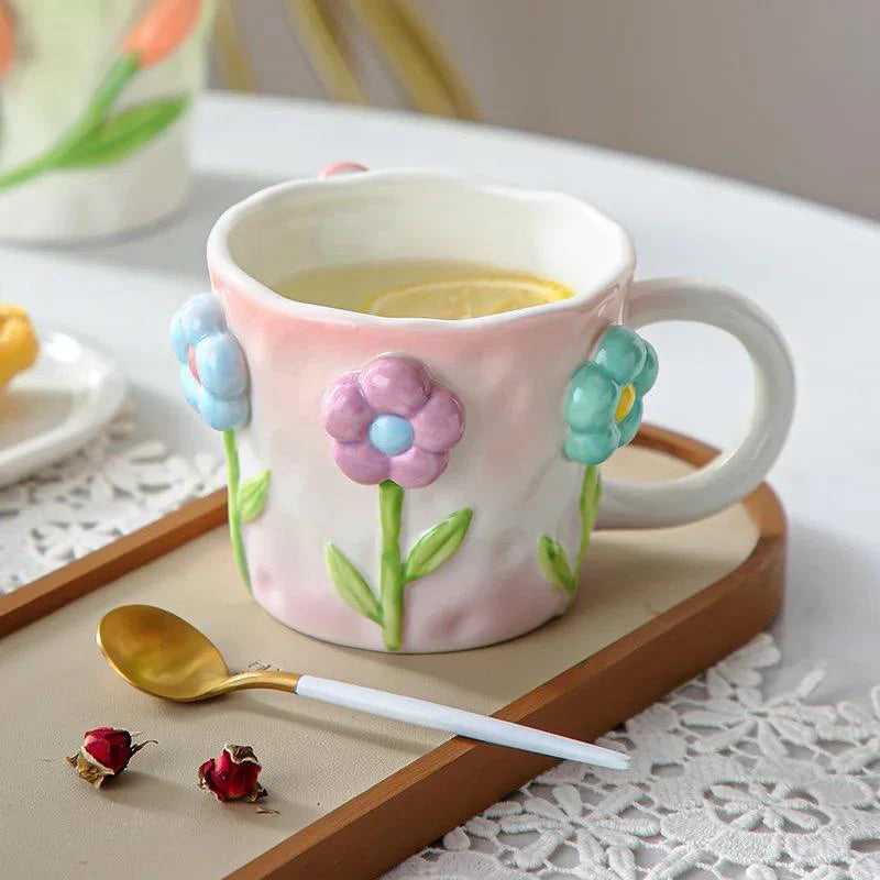 3D Flower Mugs set of Two