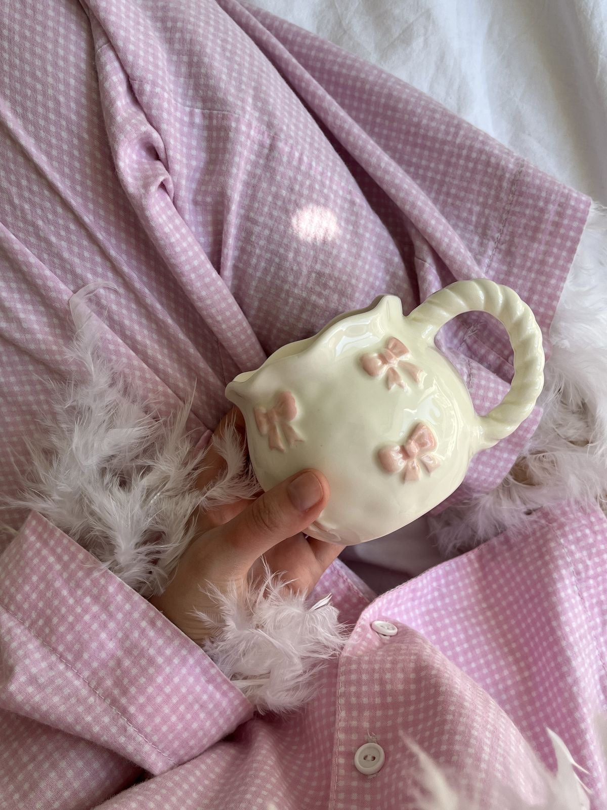 Charming Pink Bowknot Ceramic Mug