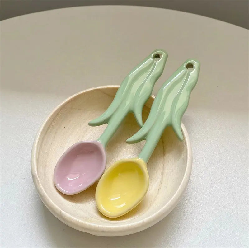 Tulip Ceramic Spoons Set of Two