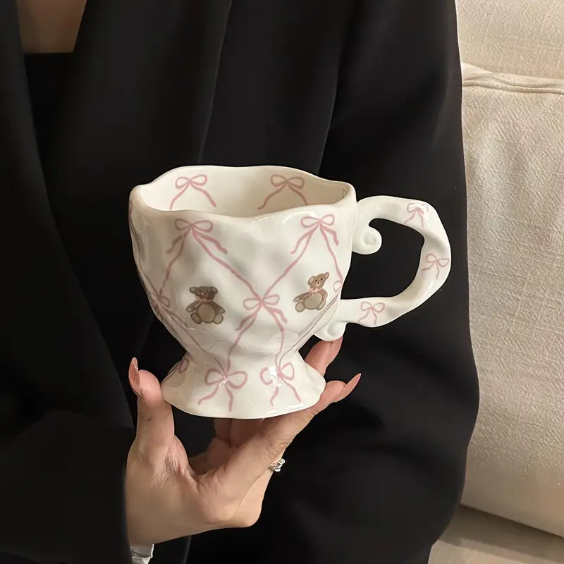 Hand Painted Cute Bear Ceramic Aesthetic Coffee Mug