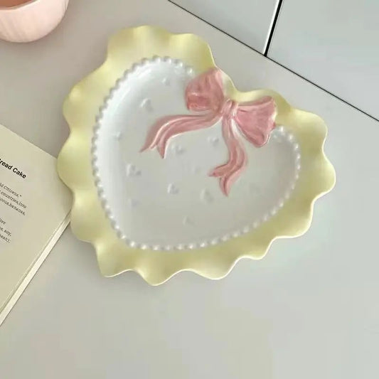 Yellow Bow Heart Plate