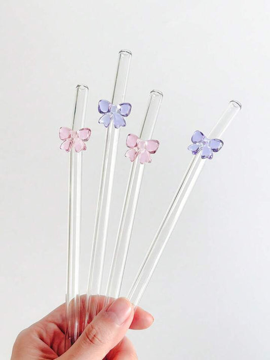 Set Of Two Pink and Purple Straws